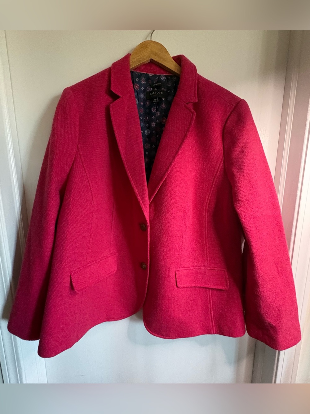 Talbots 20W Aberdeen Tailored Wool-Blend Lined Blazer Career Preppy Barbie Chic